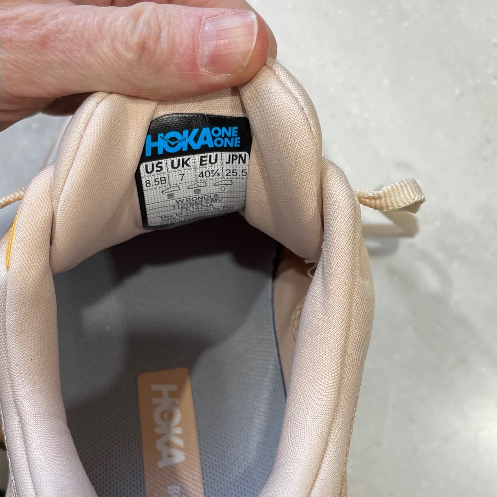 Hoka Bondi 8 Women's Beige and Peach Athletic Shoes - Picture 5 of 8